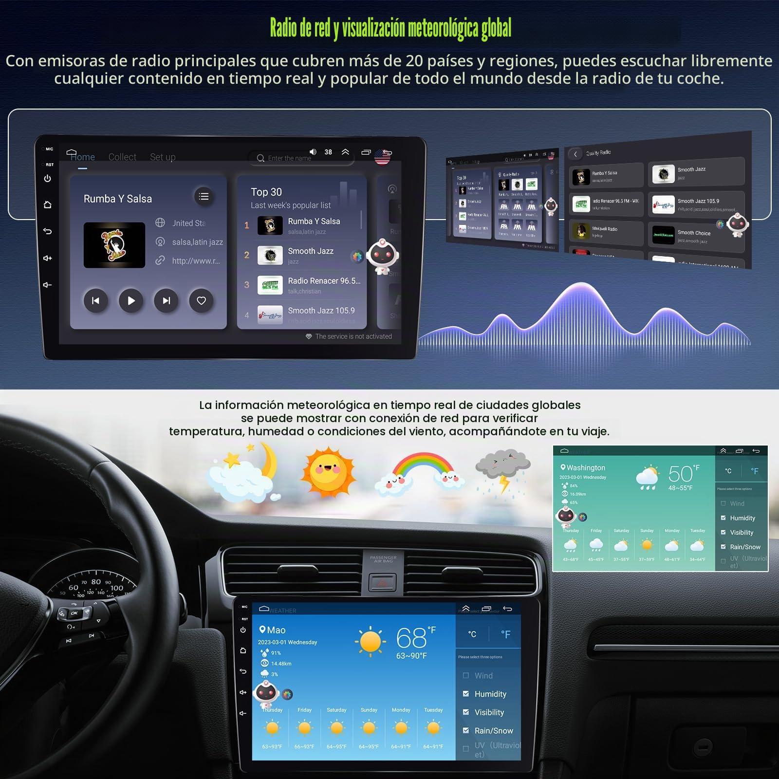 SIXTOP 8 Core 6+128G Android 15 Radio de Coche para Suzuki Swift 2003-2010, 10.1” Touchscreen Radio con Wireless Carplay Android Auto WiFi BT GPS FM RDS EQ DSP+Cámara de Marcha Atrás