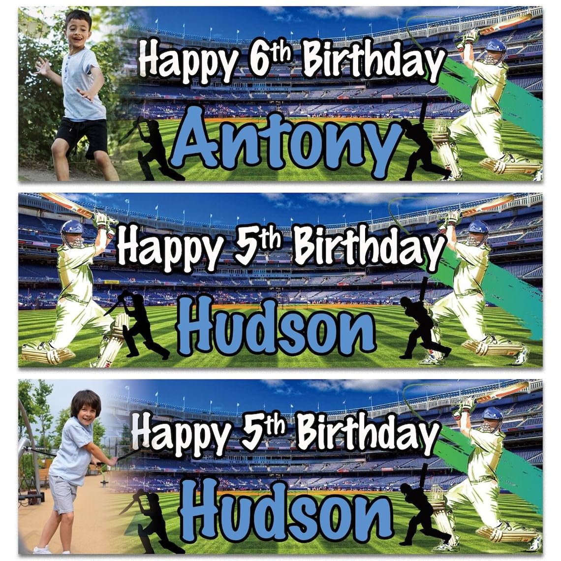 personalised birthday outdoor banner cricket sports boy girl children kids party posters decoration celebration gift