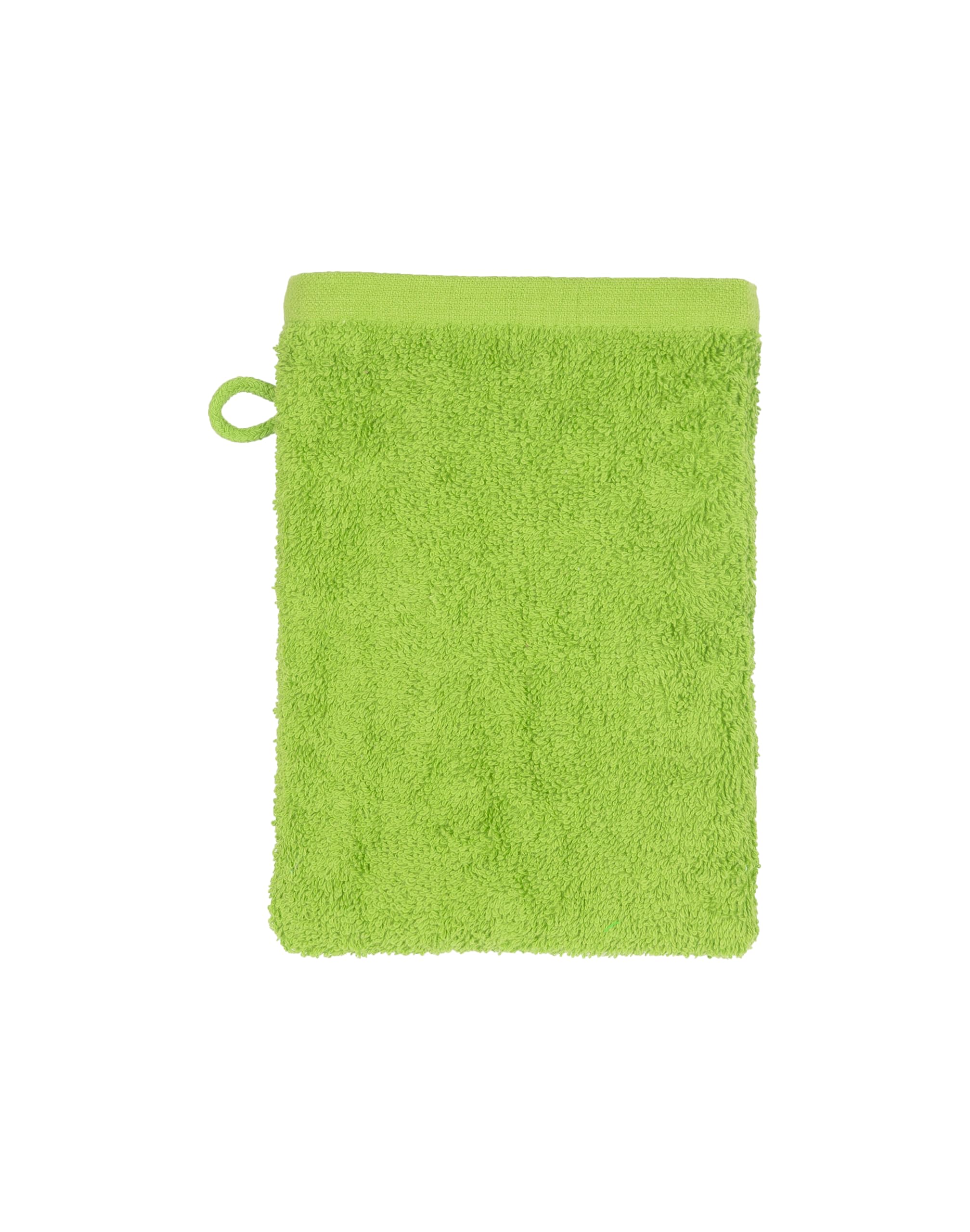 BaSaTex Zestaw 10 rękawic kąpielowych ze 100% miękkiej i chłonnej bawełny | Öko-Tex Made in Green | zestaw myjek 15 x 21 cm | Kolor: zielone jabłko