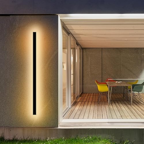Miniatura 6 de Ozarke Svelte - Lámpara de pared LED larga y moderna para exteriores, cálida de 3000 K, regulable, IP65, apliques exteriores, con certificación UL,