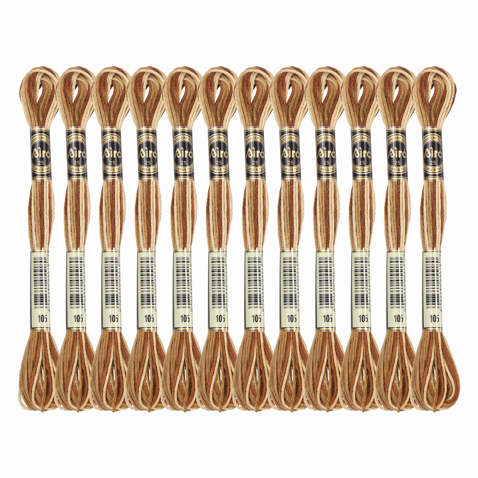 PATIKIL 12 Skeins Embroidery Floss, Polyester Embroidery Threads Bracelets String for Cross-Stitch Hand Embroidery, Brown