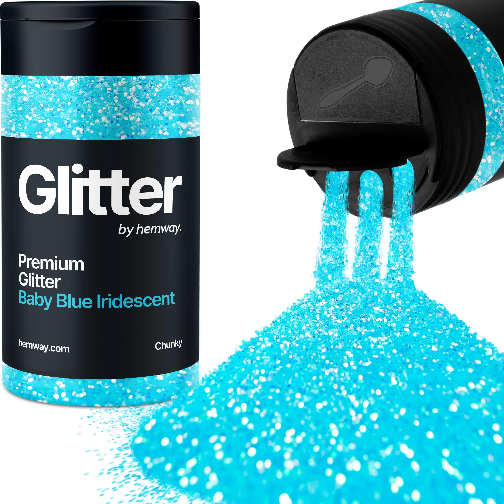 Baby Blue Iridescent Glitter Shaker, 130g Chunky Glitter, Crafts 1/40" Metallic Flake Baby Blue Sequins, Resin & Epoxy Crafts