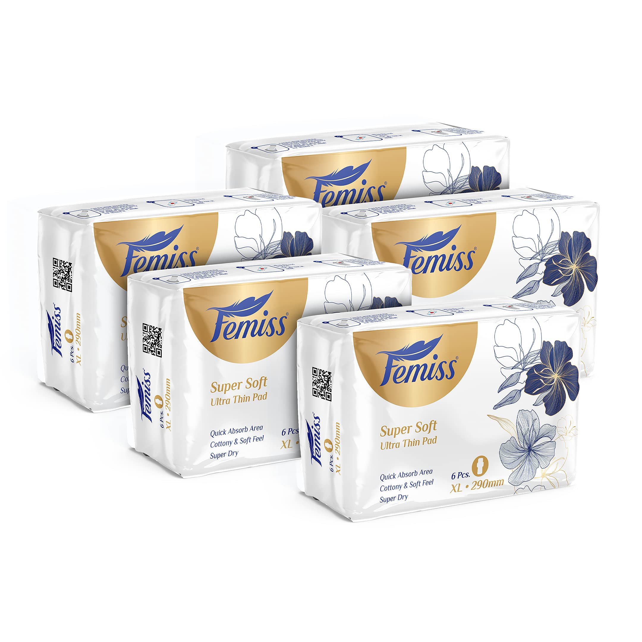 Femiss Supar Soft ultra & Rash Free Sanitary Pads for Women and Girls (30 Count |Quick Absorption|Leakage-Proof|(XL-Size, 290mm, 6 Pads Each, Pack of 5)-image-30