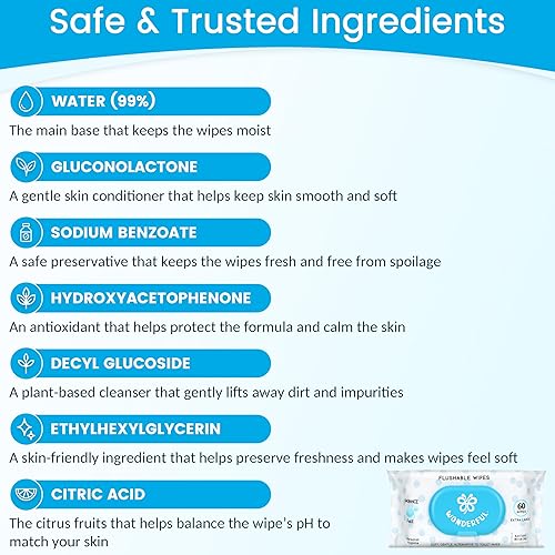 Miniatura 8 de WONDERFUL Toallitas desechables, sin perfume, 100% a base de plantas, toallitas húmedas para adultos y niños, seguras para alcantarillado, suaves