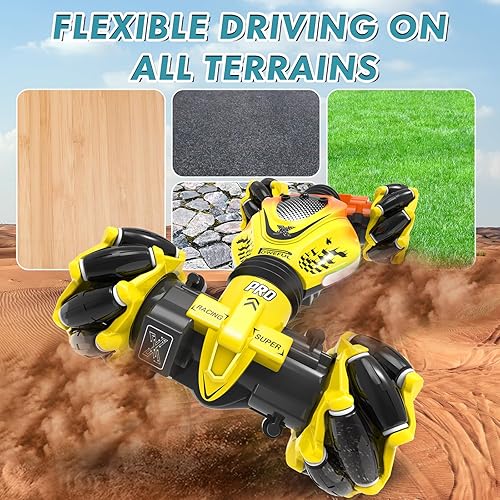 Miniatura 8 de Dysaim Auto de acrobacias RC con detección de gestos, auto RC de 3 gestos, 2.4 GHz, 4WD, control remoto con luces de música, todoterreno con
