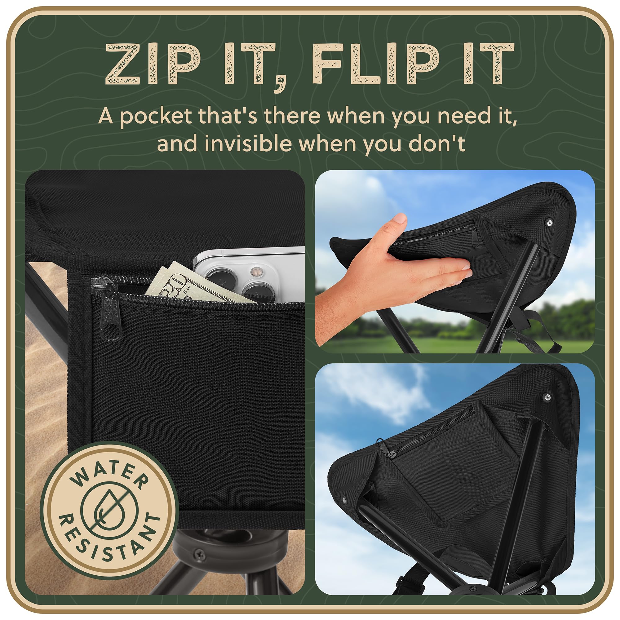 RISIBIX Foldable Tripod Stool - Ultra Portable Seat for Tall