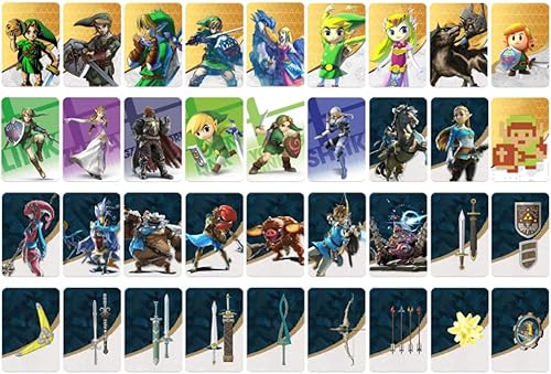 BOTW Amiibo NFC - 36 fundas de cristal para la reutilización InfinMite compatible con SwitchSwitch Lite Wii U New 3DS