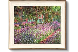 Framed Canvas Wall Art Decor - Monet's Impressionist Garden Flowers