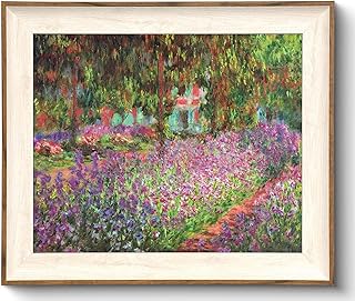 Framed Canvas Wall Art Decor, Vintage Claude Monet Wall Art Prints Aesthetic Room Decor Claude Monet Impressionist Landscape Painting, Monet Garden Flowers Picture Wall Decor Artwork for Living Room Bedroom Home Kitchen - 10x12Inch