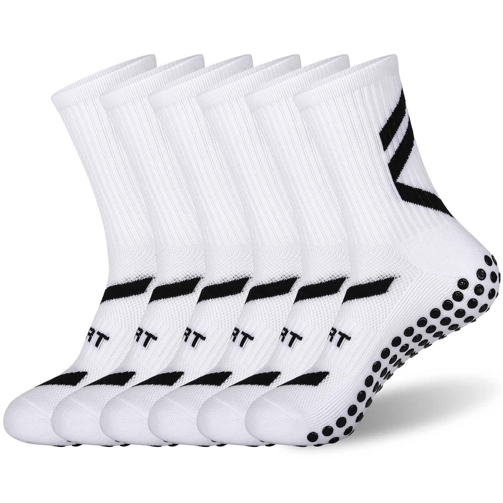 Football Grip Socks for Men, Non-Slip Sports Socks with Rubber Dots, Ideal for Football, Volleyball, Yoga, Running, Trekking, and Hiking, 3 Pairs of Comfortable Grip Socks for Active Lifestyles