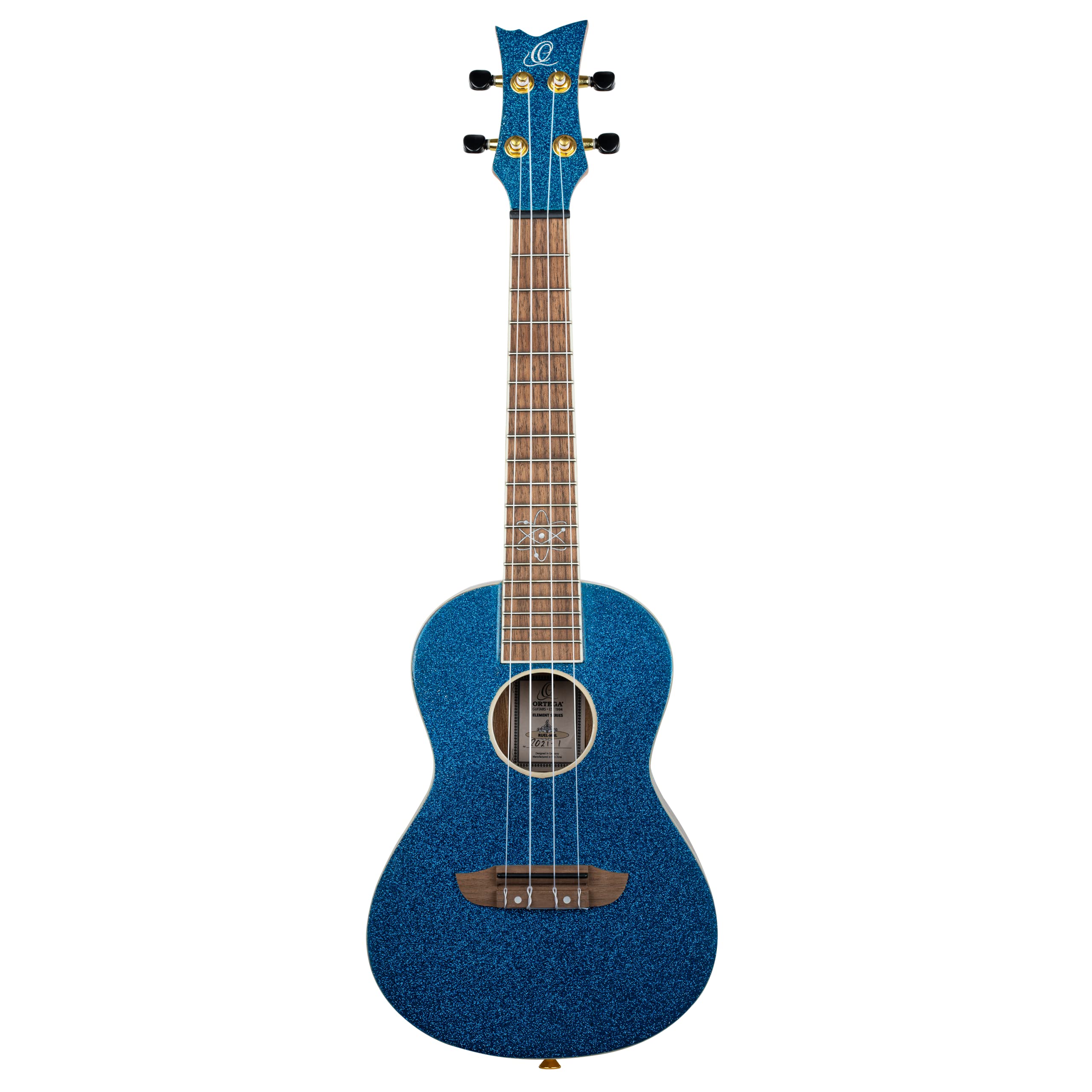 Ortega Guitars Ukulélé Concert Acoustique – Série Element – Housse Incluse – Épicéa, Bleu (RUEL-MBL)