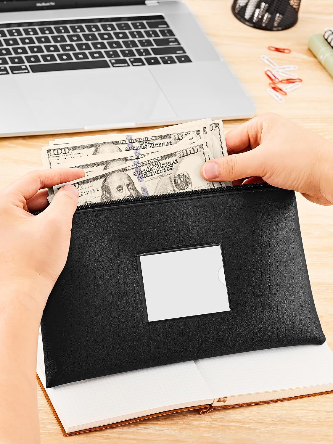 SMARTAKE 5-Pack Bank Deposit Money Bags with Zipper, 11.5 x 6.2 Inches image 3