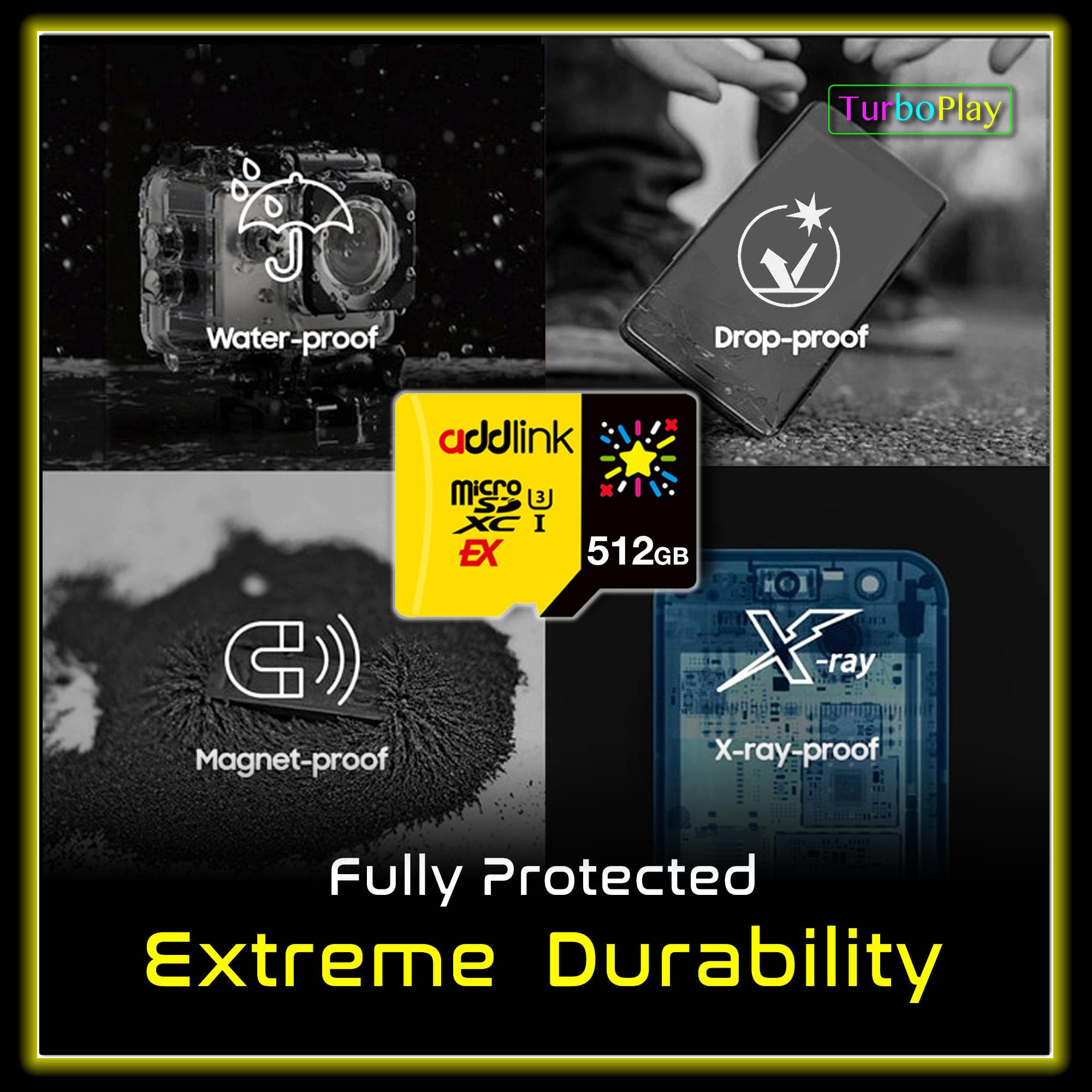 addlink TurboPlay Ad512GBMSXEX Carte mémoire microSD Express UHS-I, C10, U3, V30, Full HD, 4K, jusqu'à 880/750 Mo/s, NintendoSwitch 2, ROG Ally, Steam Deck, appareil de jeu 512 Go