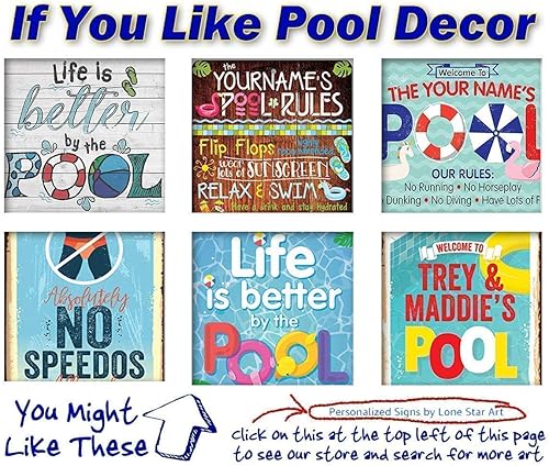 Miniatura 8 de Pool Sign - Personalized Pool - Metal Pool Signs for Outside Funny Pool Decor - Wall Art Swimming Pool Decorations Outdoor for Deck Decor - Funny