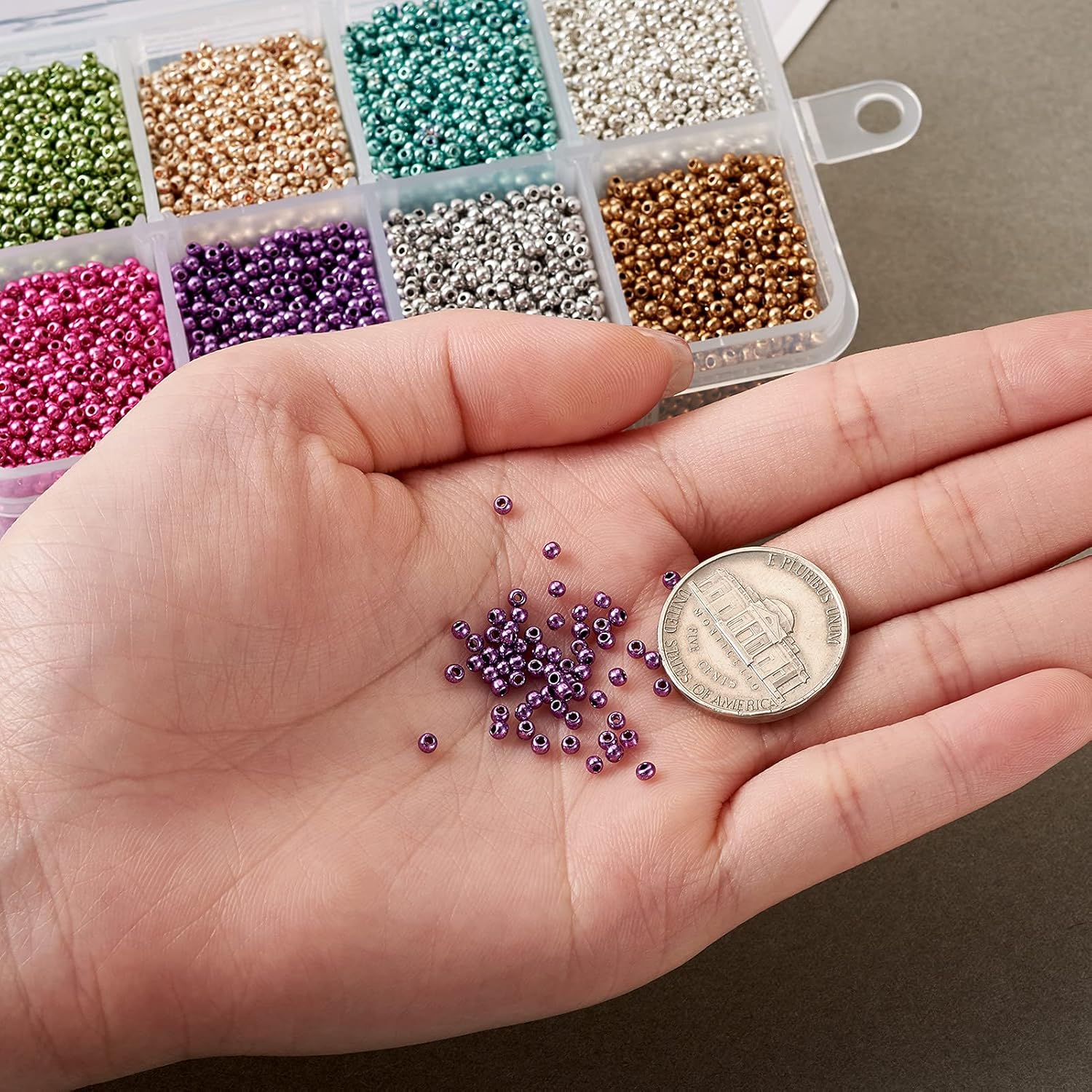 Craftdady 18500pcs 11/0 Metallic Glass Seed Beads 8 Colors Tiny Round Loose Spacer Pony Beads 2.3mm for Jewelry Making Hole: 1mm - Image 5