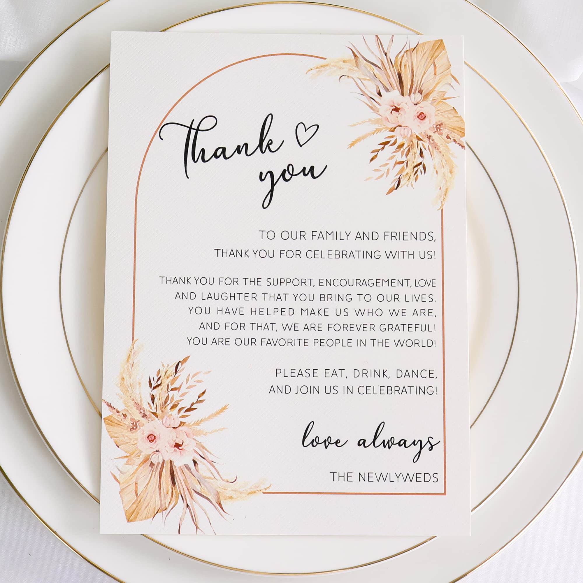 HUIHUANG Desert Wedding Thank You Place Setting Cards 50 Pieces, Fall Wedding Favors Thank You Place Cards for Table Reception, Dinner Plates, Table