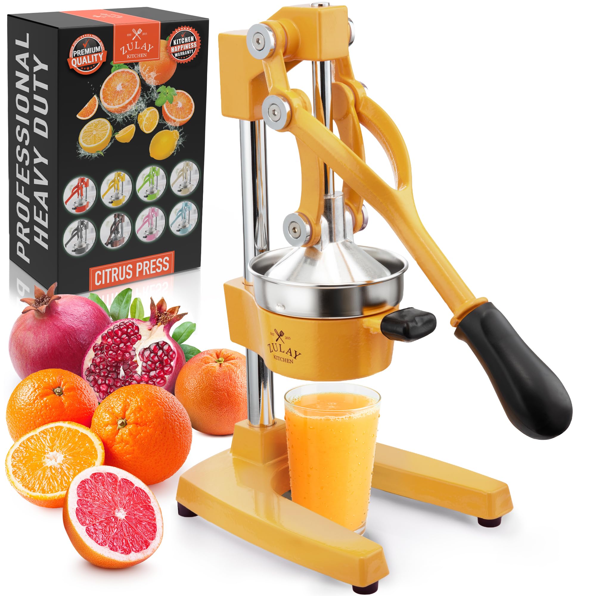 Zulay Kitchen Cast Iron Juicer, Orange Manual Juicer, Citrus Press, Ember