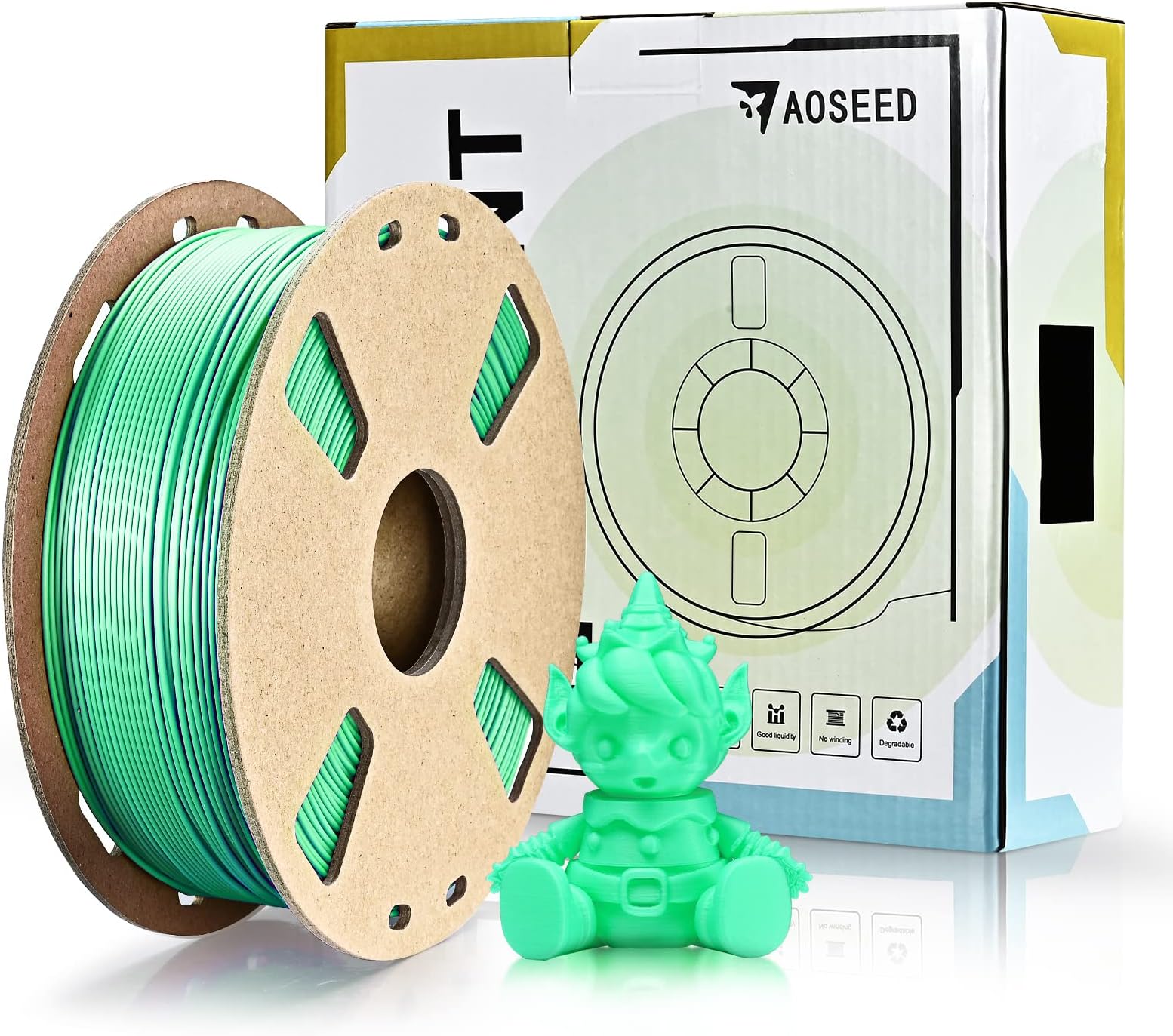 AOSEED PLA Filament Green silk175 silk17501