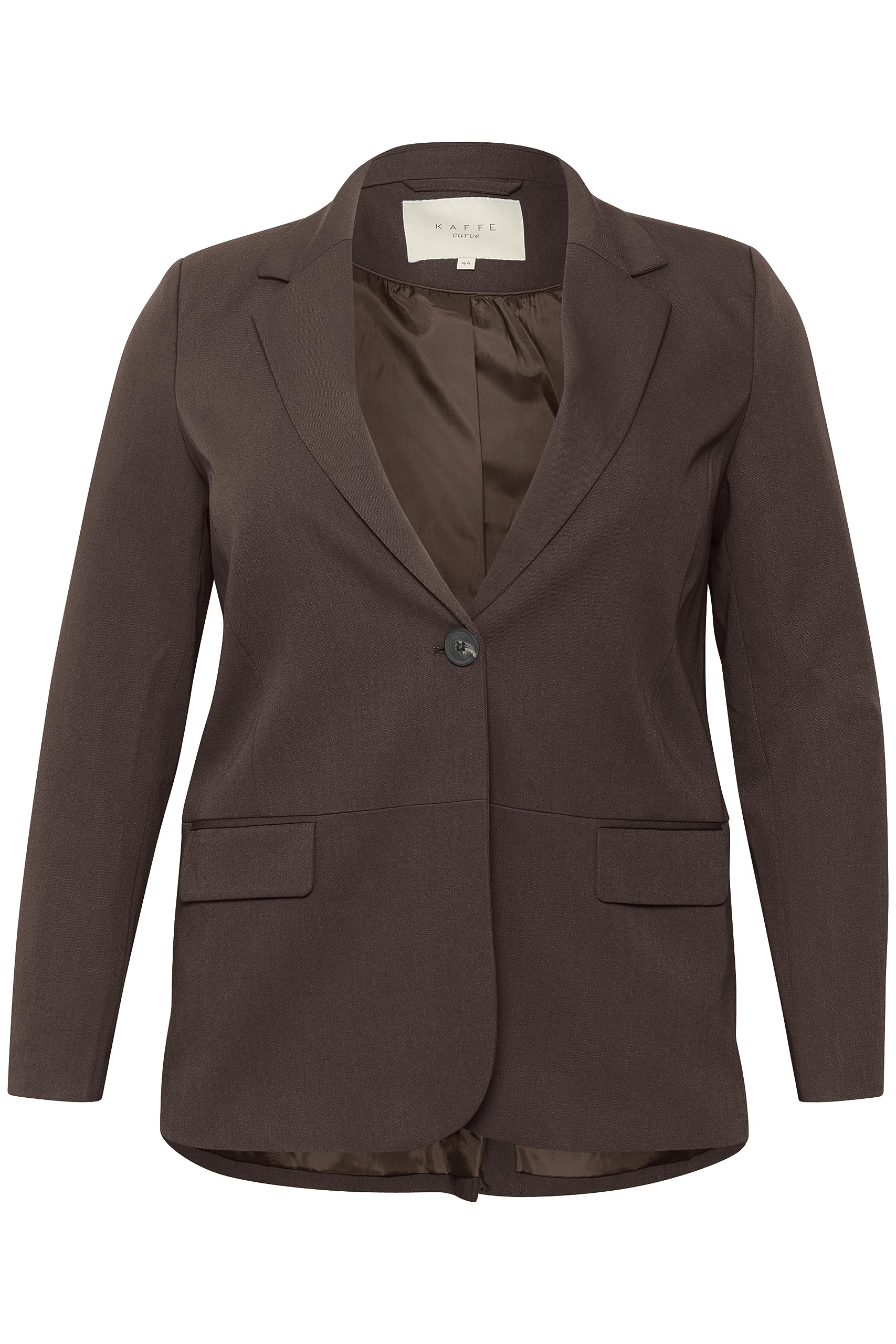 Kaffe Curve Womens Plus-Size Blazer Long Sleeves Single Button Front Pockets, Java, 18