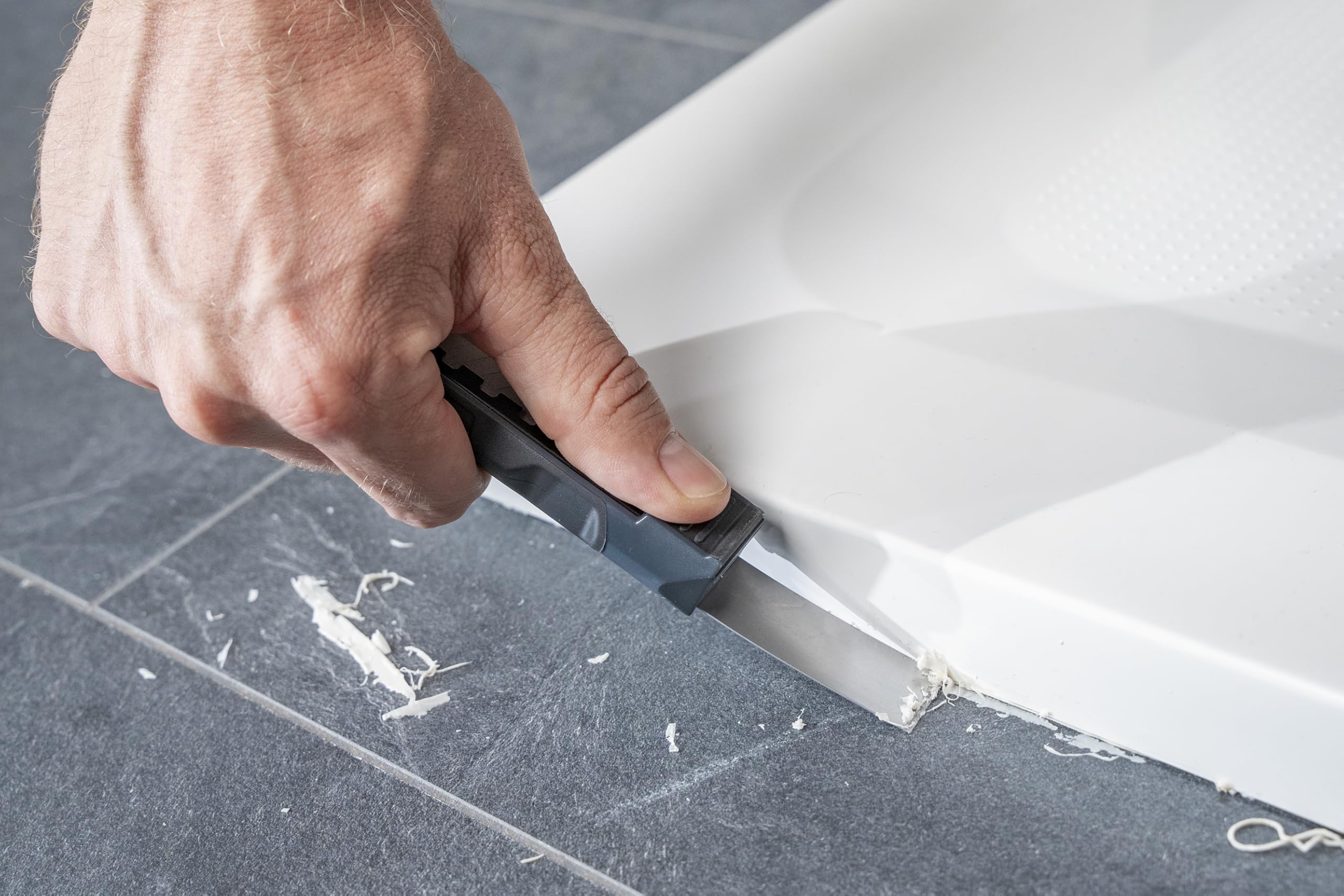 wolfcraft Podwójny skrobak – 4333000 produkt 2 w 1 do cięcia i skrobania – idealny do usuwania fug silikonowych