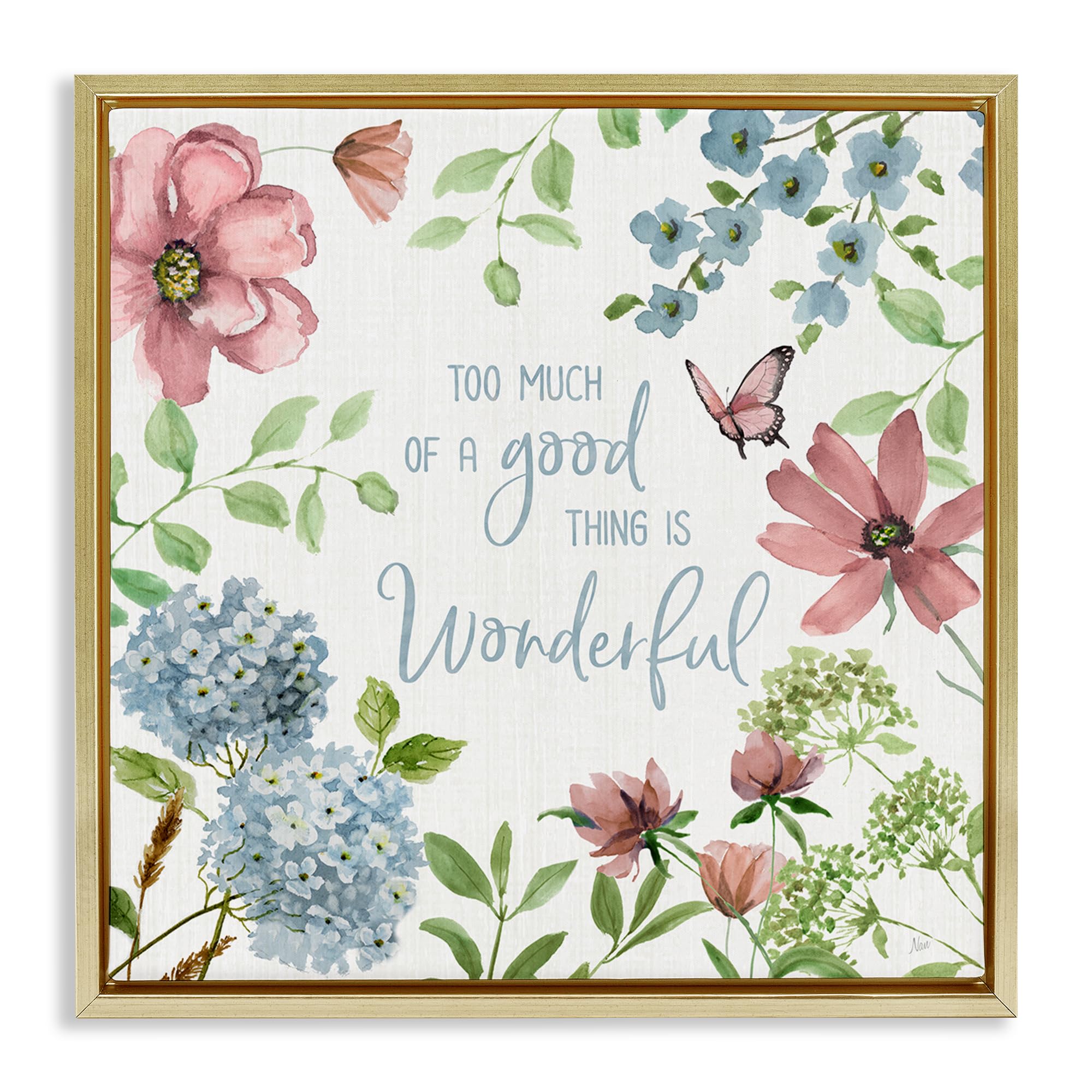 Stupell Industries Metallic Gold (Matte) 'Too Much Of A Good Thing'| Floating Frame Canvas Art