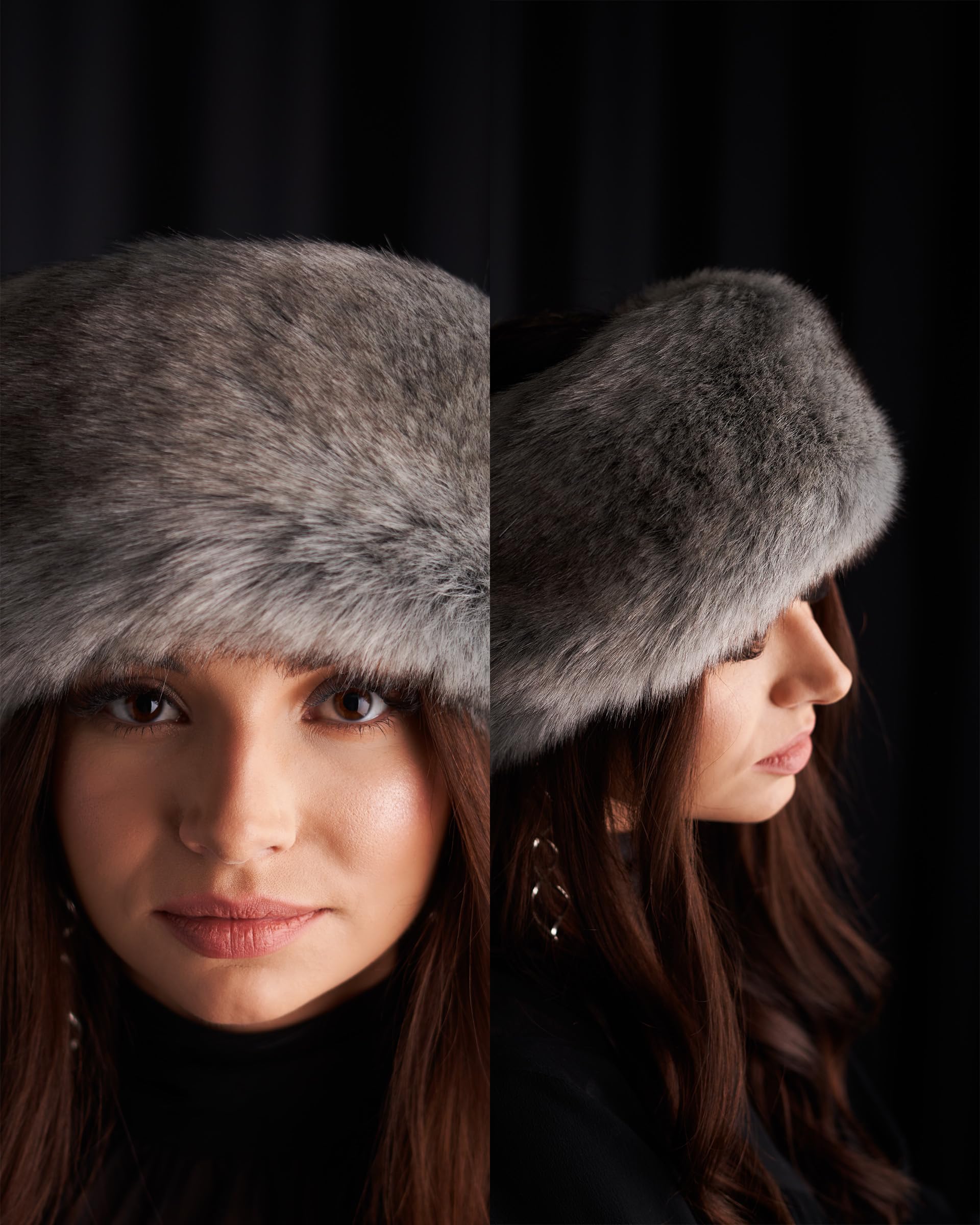 Futrzane Siberian Headband - Womens Faux Fur Headbands - Fluffy Russian Earband - Size S (Silver Siberian) - Image 3