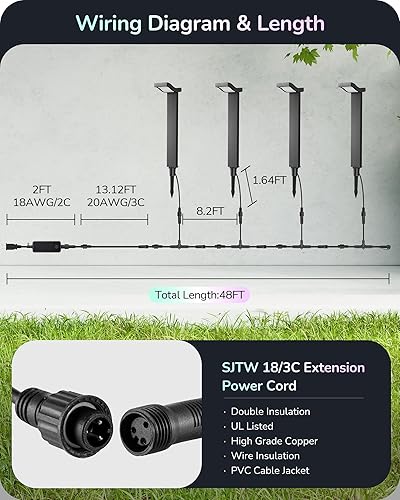 Miniatura 7 de EDISHINE Iluminación inteligente de paisaje de bajo voltaje de 48 pies, luces LED RGBW de 350 lúmenes, control de aplicación y Alexa, sincronización