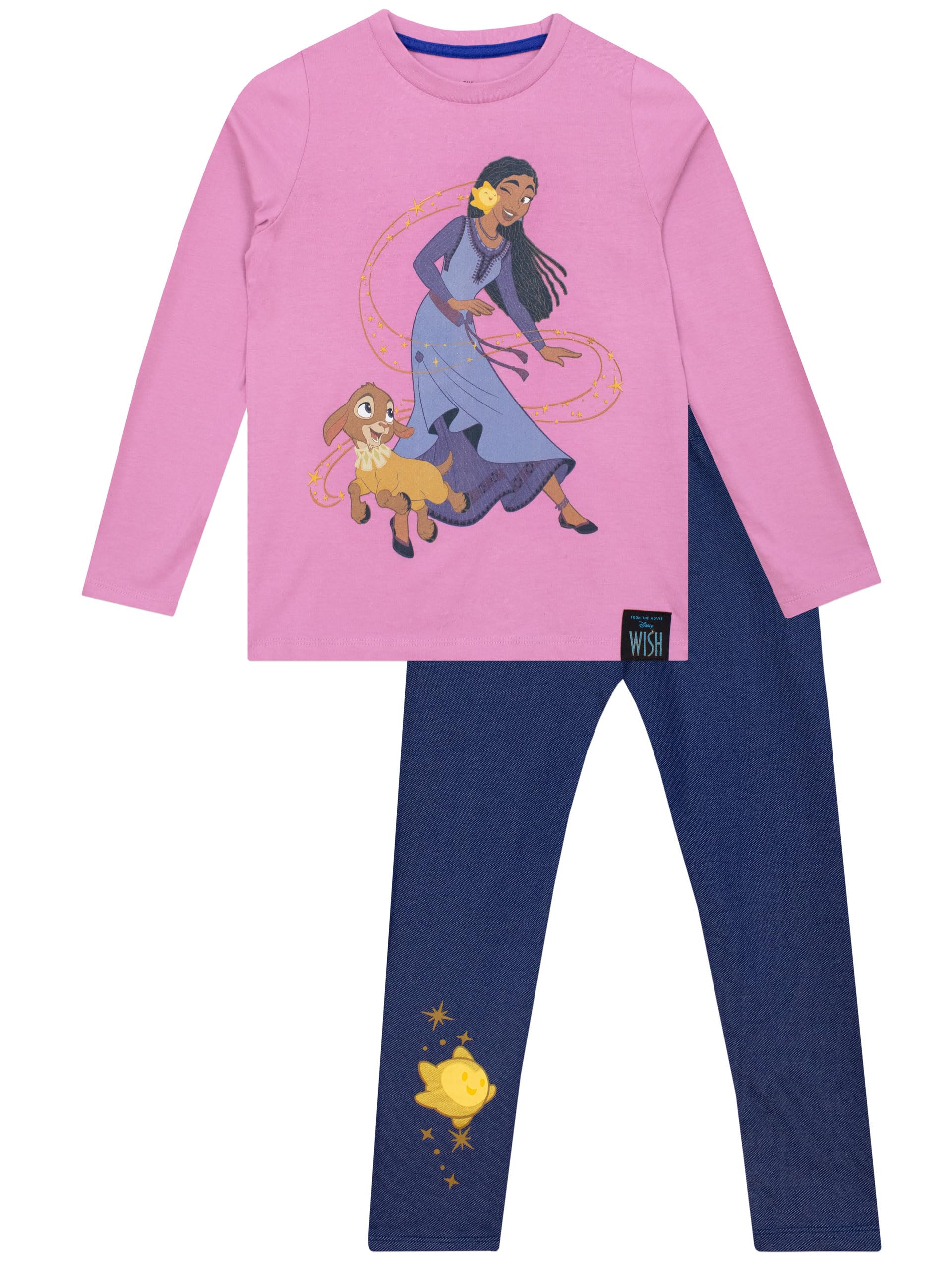 Disney Wish Dziewczęcy Komplet Bluzy i Legginsów | Zestaw Asha i Wish | Stroje Dziewczęce i Komplety Odzieżowe | Różowy | 104