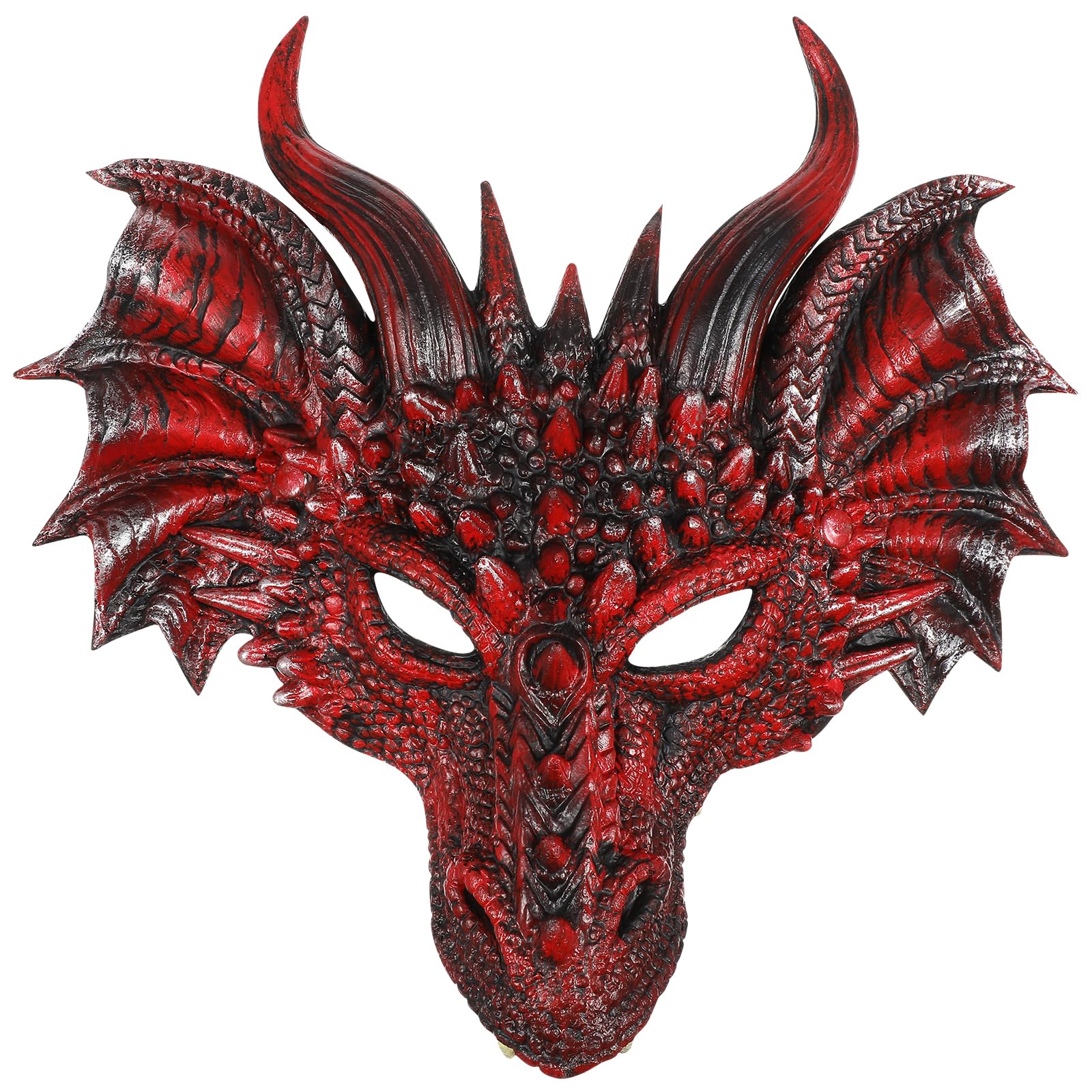 STOBOK Halloween 3D Cosplay Mask, Dragon Costume Cosplay Mask Scary Animal Half Horrible Dragon Facemask for Festival Party Adults Men Kids, Costume Props