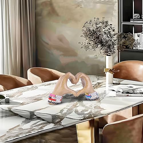 Miniatura 4 de WUBIANJIE Escultura de manos de corazón de madera, decoración bohemia de sala de estar, decoración de estantes estéticos, ideal para mesa de café,