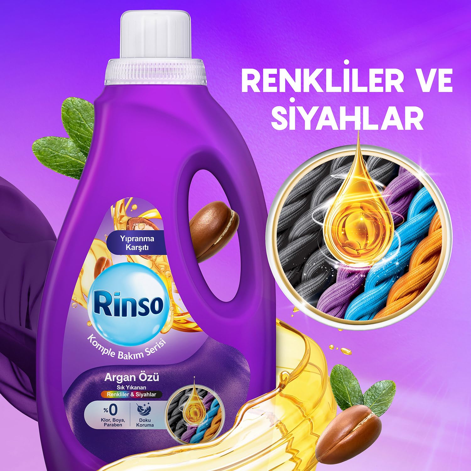 Rinso Sıvı Çamaşır Deterjanı Komple Bakım Serisi Argan Özü Renkliler ve Siyahlar İçin 2.5 L