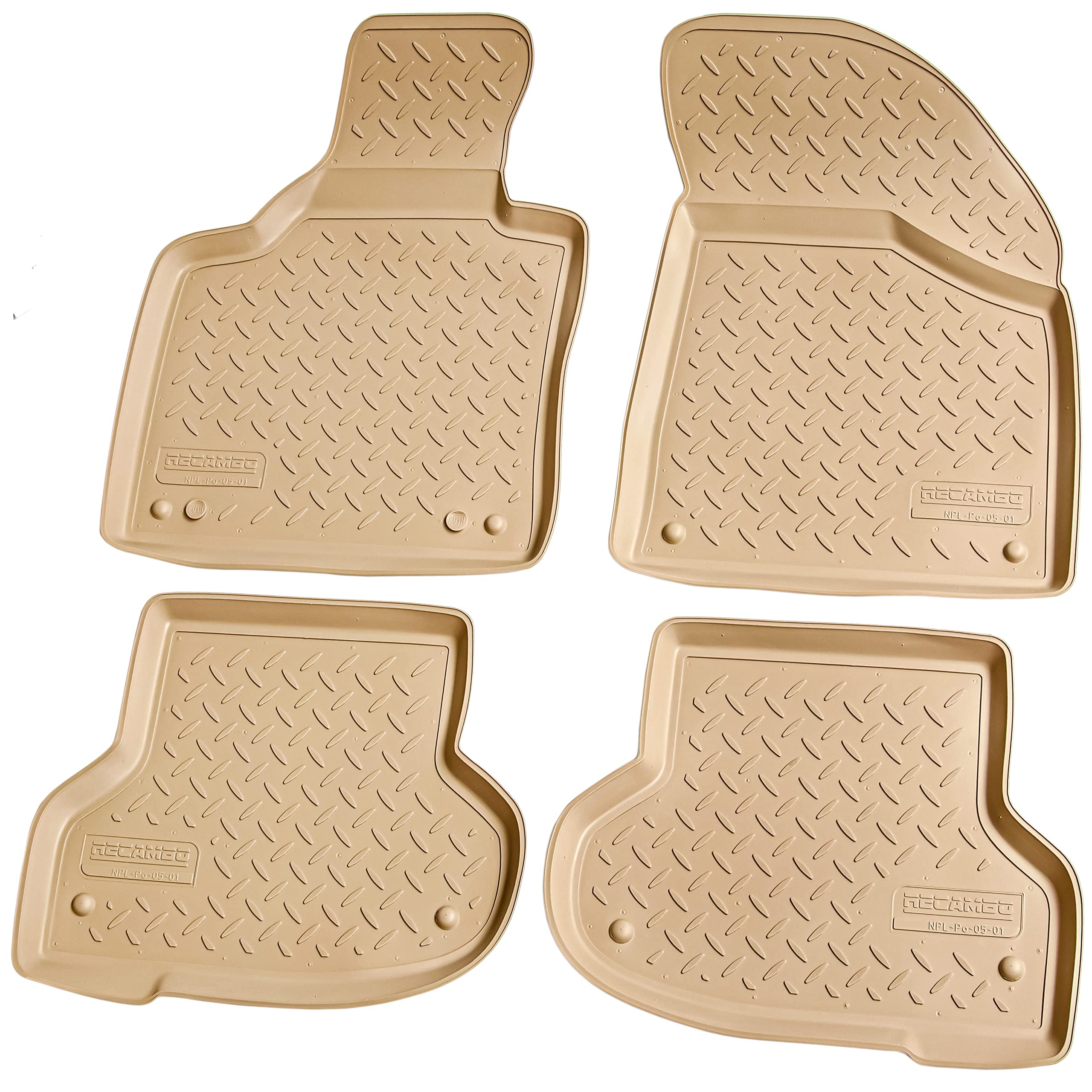 Recambo Tappetini in gomma 3D compatibili con Audi A3 8P Sportback Cabrio | 2003 2013 | Tappetini in gomma | su misura | con bordo | Beige