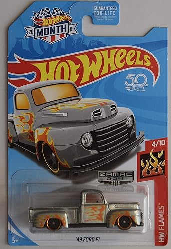 Hot Wheels 164 Scale Flames 410, ZAMAC '49 Ford F1 50 aniversario 2018 tarjeta de mes