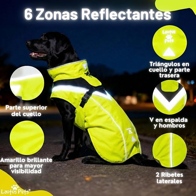 Foto 6 de 7 de Chubasquero Impermeable para Perro, Tiras Reflectantes y Abertura para Correa