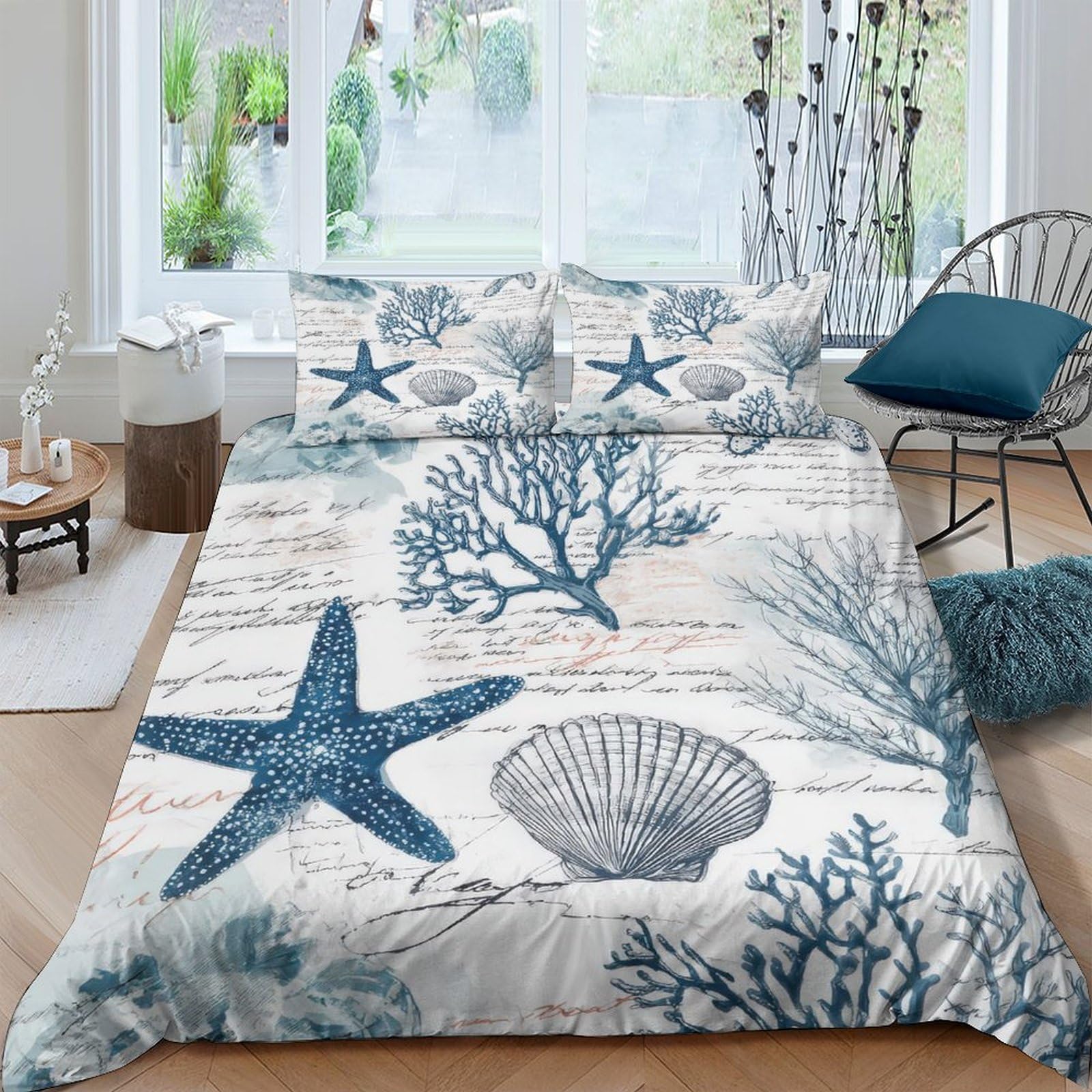 Ctjqhvkz Style-8 3D Printed Ocean Starfish Fitted Sheet Microfiber Breathable Shell Mattress Cover For Bedroom Guest Room Mattress Decor Single（135X200cm）