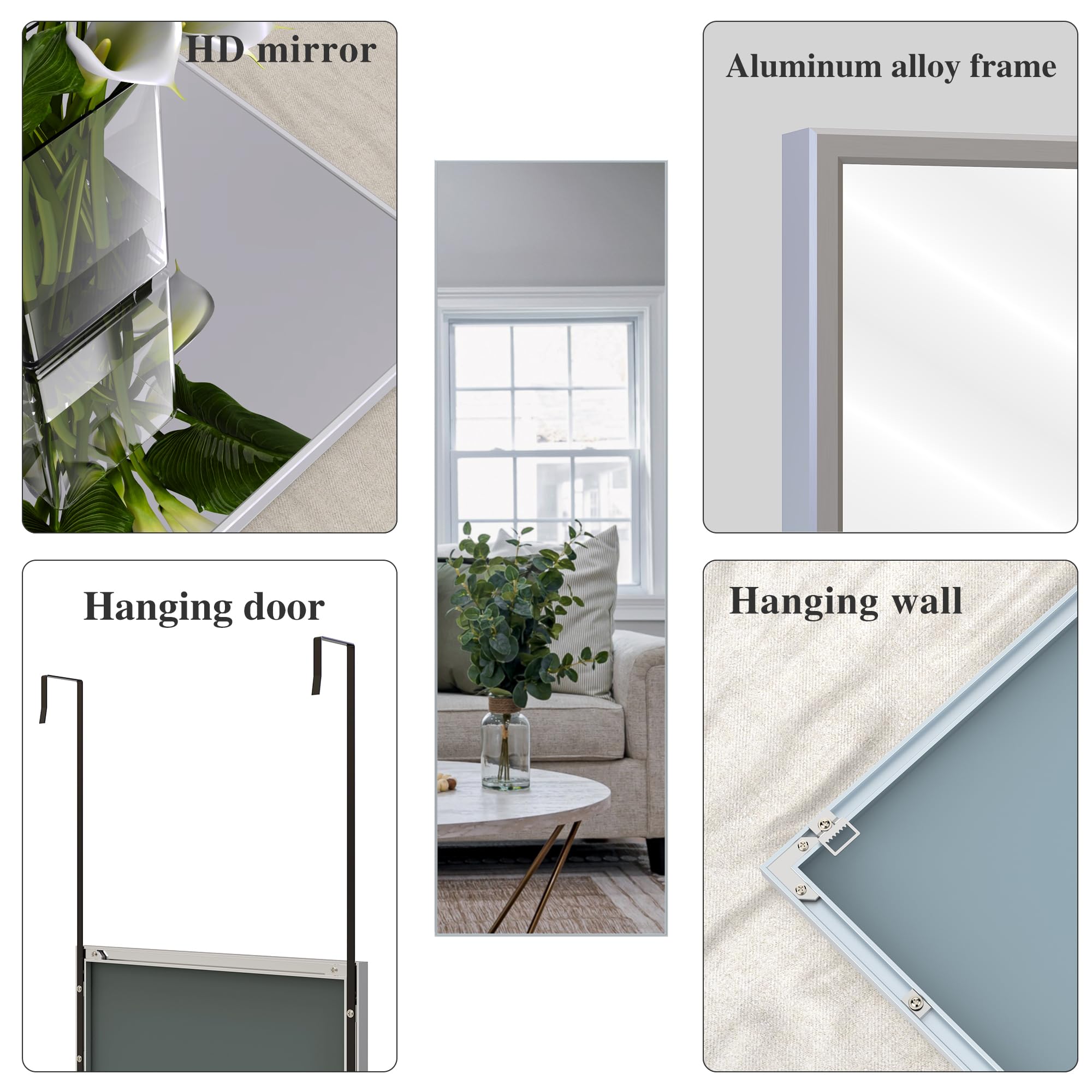 Amazon.co.jp: ANYHI 大型全身鏡 ドアミラー、152.5x45.7CM 壁掛け