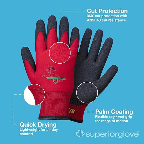 Miniatura 3 de Superior Glove Guantes de Trabajo de Invierno - Con Forro Polar con Palmas de Agarre Firme Negras (Temperaturas Frías) Guantes para Congelador -