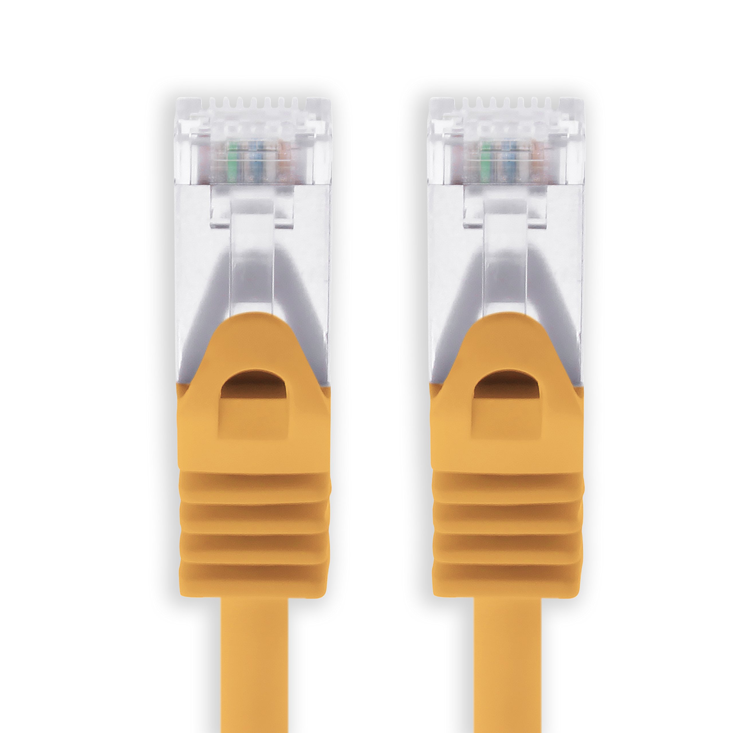 1aTTack.de 0,5m - orange - 1 Stück CAT.7 Netzwerkkabel Sftp (Rohkabel) Patchkabel (SET) 10000Mbit/s - 500 MHz konfektioniert mit 2 RJ45 Stecker Cat6a
