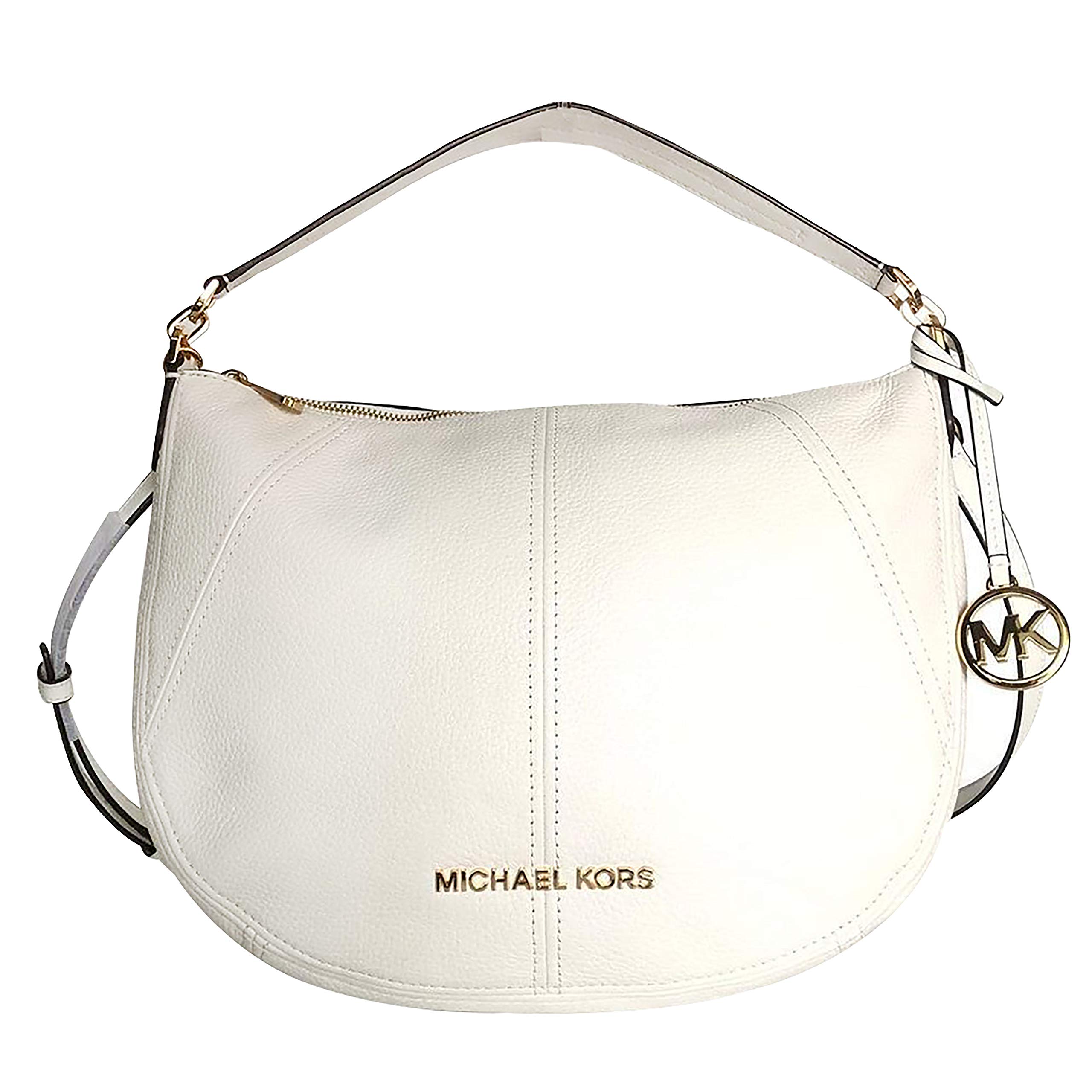 Michael Kors Women's Bedford, Leather Material, Medium Crescent Hobo Shoulder Bag - Optic White