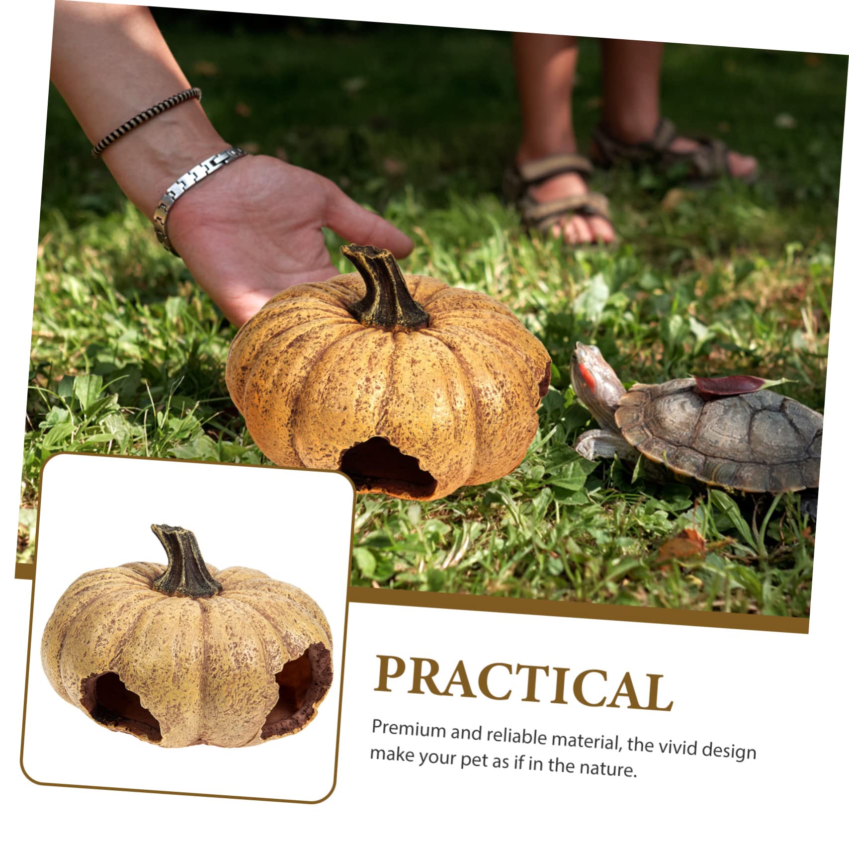 HANABASS Decorative Pumpkin Reptile Hideout Per Rettili e Terrari Accessorio Per Decorazioni Terrario Resistente All Idea Per Rettili