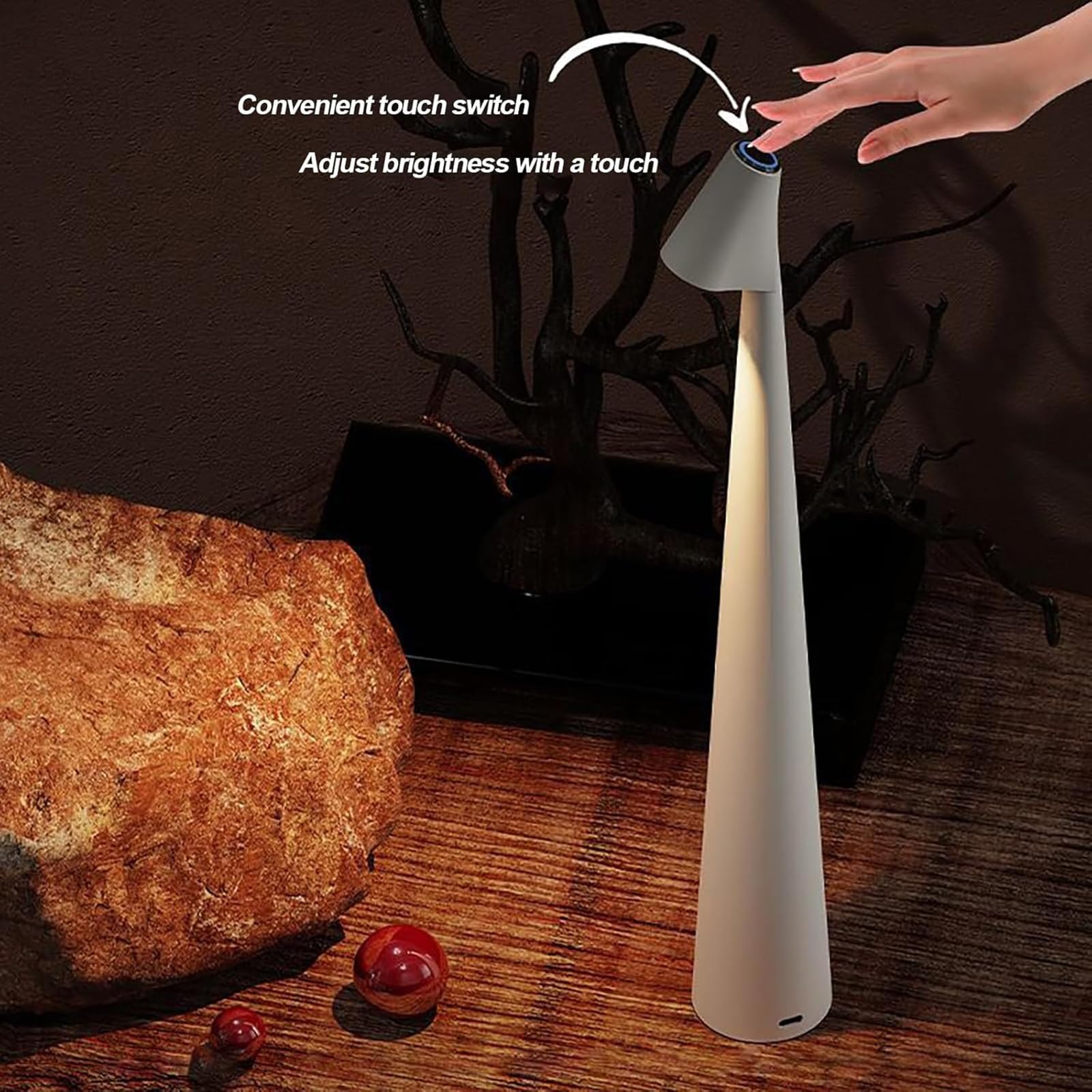 Lampada Da Scrivania A Led Portatile Ricaricabile Tramite Usb Con 3 Livelli Di Luminosità Regolabili Controllo Touch Luci D'Atmosfera Per Svegliarsi(White,45x5.5cm)