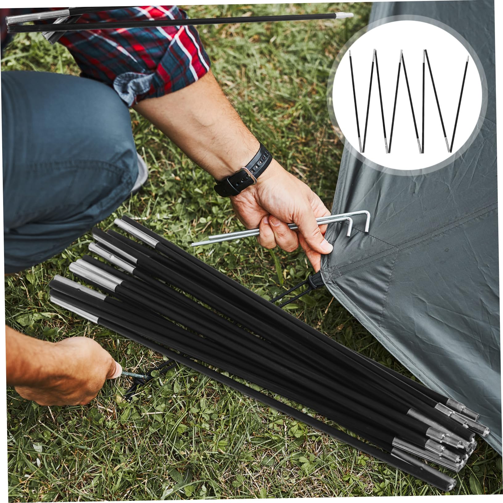 Alasum 2 STK. Zeltstangen Faltbar aus Verstärktem Fiberglas für Camping Wandern Stabiler Zeltgestänge Ersatz Robust und Leicht für Outdoor Zeltunterstützung