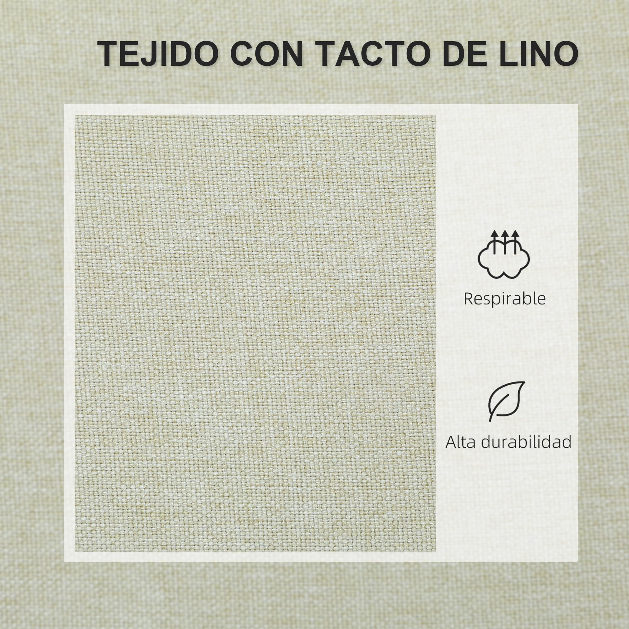 HOMCOM Sofá de 2 Plazas Tapizado en Lino Sintético con Espacio de Almacenamiento Oculto Sofá de Salón con 2 Almohadas Bolsillo y Patas de Madera Carga 240 kg 135x72x84 cm Beige