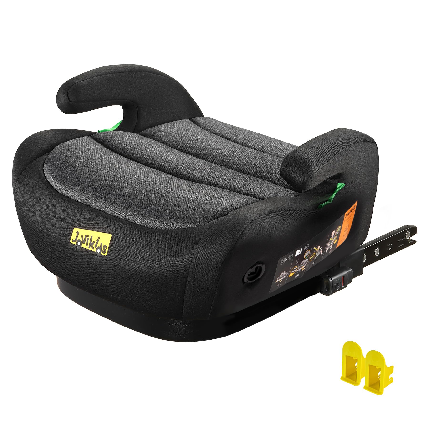 Jovikids OHHO ISOFIX Car Booster Seat, i-Size R129, 125-150 cm (6–12 Years), Seat Belt Guide, Lightweight, Removable/Machine-Washable Cover - Black
