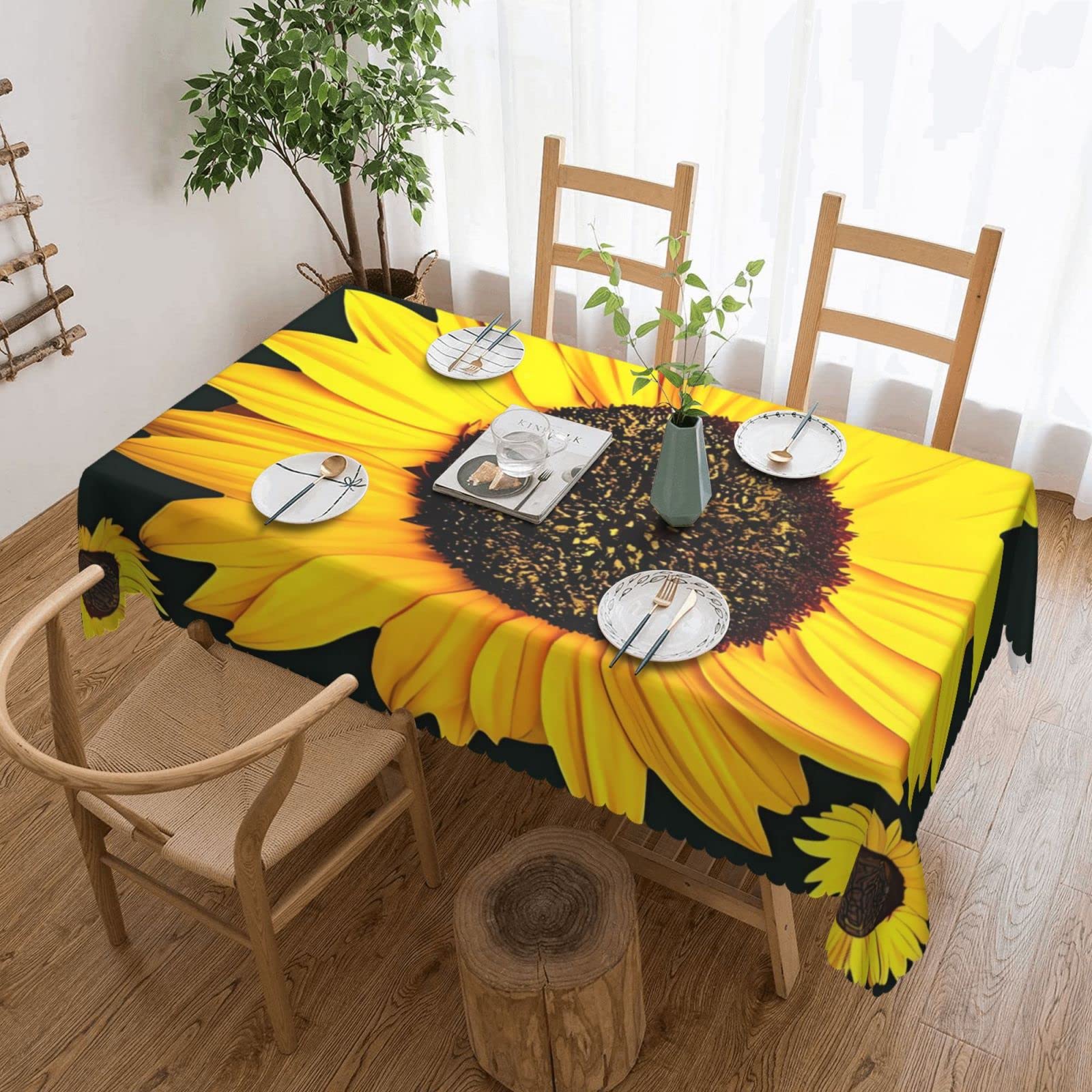 Nappe tournesol rectangulaire anti-pli pour éliminer la corvée de repassage