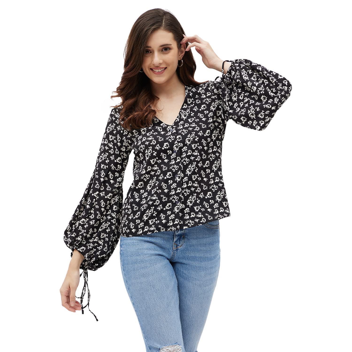 Women's Solid Lilac Organza Tie-Knot Shirt (LVT1176-A)