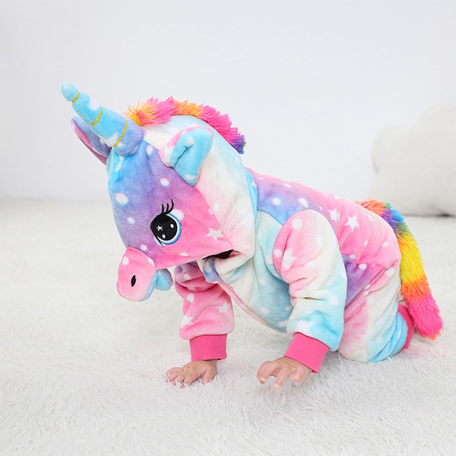 LOLANTA Toddler Girls One-piece Jumpsuit Infant Fleece Hooded Rompers Unicorn Costume Halloween Christmas Birthday Gifts - Image 7