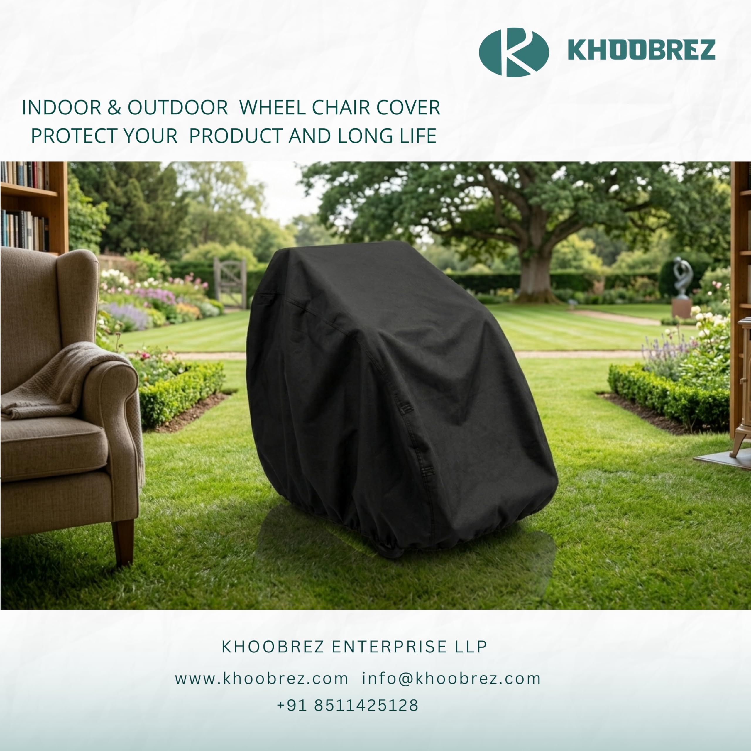 KHOOBREZ Indoor Outdoor Dust Waterproof Wheelchair Cover WCC(Black) 4