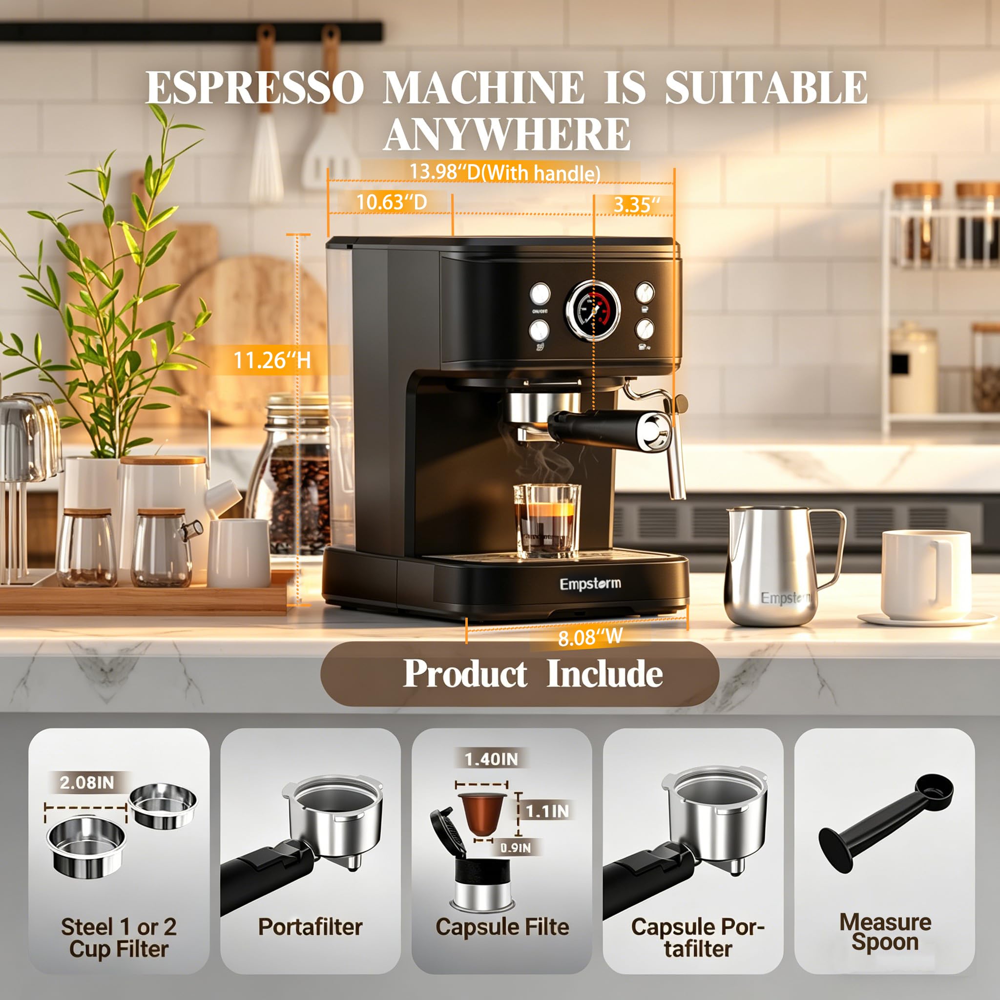 Empstorm Espresso Machine - 20 Bar, Capsule & Powder -9 Empstorm Espresso Machine - 20 Bar, Capsule & Powder -9