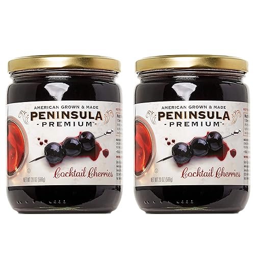 Miniatura 10 de Cerezas de cóctel Península Premium Ganador de premios Rojo borgoña intenso Suave como la seda rico jarabe Lujoso sabor afrutado y agridulce Gourmet